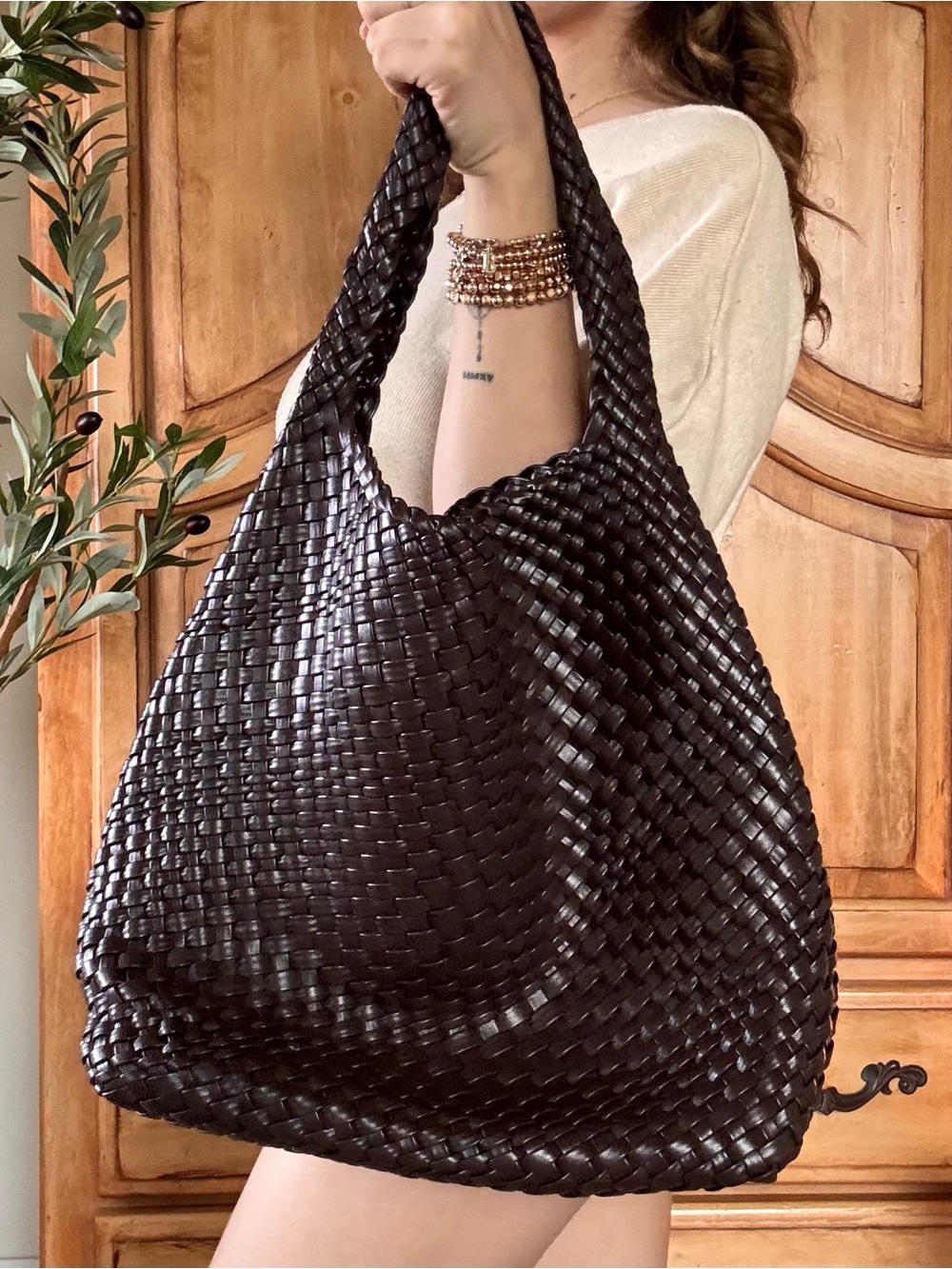 Woven brown Hobo Bag
